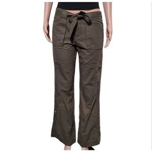 Pulp women's mid rise olive roll up convertible tie front pants 8/M